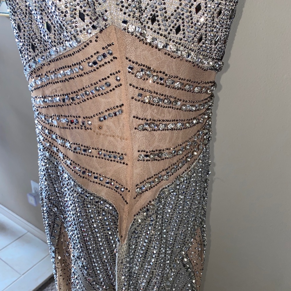 NEW Od Rica Silver Champagne Crystal Sparkling Rhinestone Wedding Evening Dress - Picture 13 of 16